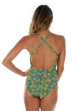 Back view of blue/green Tahiti sport tank with adjustable crisscross straps.