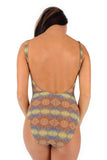 Lifestyles direct Tan Through traditional tank swimsuit in gold Chameleon.