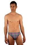 Metro mens swimwear with 1 inch side and tan through fabric.