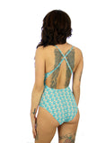 Back view of crisscross strap Conch swimsuit.