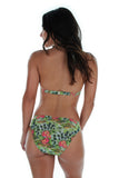 Back of green Morea ring bikini bottom.