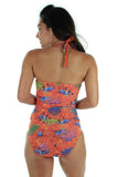 Tan through high waist bikini bottom -- back view -- orange Fiji.