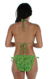 Back view of green Tahiti double -tie string bikini bottom