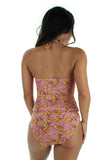 Back view of pink Tahiti tankini bikini top