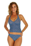 Blue Caged tankini top from Lifestyles Direct Tan Through Swimwear.