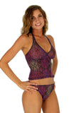 Purple Safari tankini top from Lifestyles Direct Tan Through Swimwear.