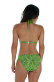 Back view of green Tahiti halter bikini top