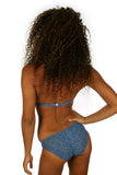 Back of blue Caged halter top from Lifestyles Direct Tan Through Swimwear.