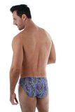 Back view of purple Durban one inch racer swimsuit.