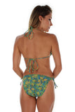 Back view of blue and green Tahiti string bikini bottom.