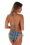 Back view of aqua Durban string bikini top.