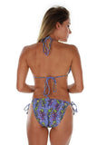 Back view of purple Durban string bikini top.