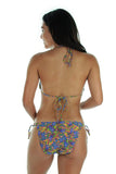 Back view of rainbow Tahiti string bikini top.