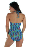 Back view of aqua Durban tankini bikini top.
