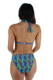 Back view of aqua Durban sport halter bikini top.