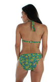 Back view of blue and green Tahiti halter top.