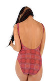 Back view of pink Serpent tank swimsuit from Lifestyles Direct Tan Through Swimwear.