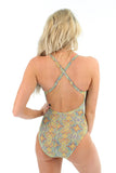Back -- tan through adjustable strap swimwear in yellow Carnival.