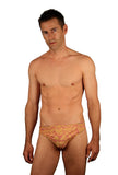 1 inch racer mens swimsuit in yellow Snake Chic.