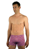 Purple Flower Power tan through bike shorts for men.