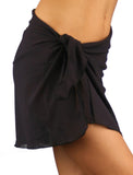 Solid charcoal black tan through sarong swimsuit coverups.