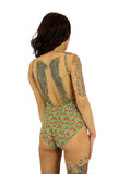 Adjustable strap underwire swimsuit in red Toucan -- back view -- Lifestyles Direct Tan Through Swimwear.