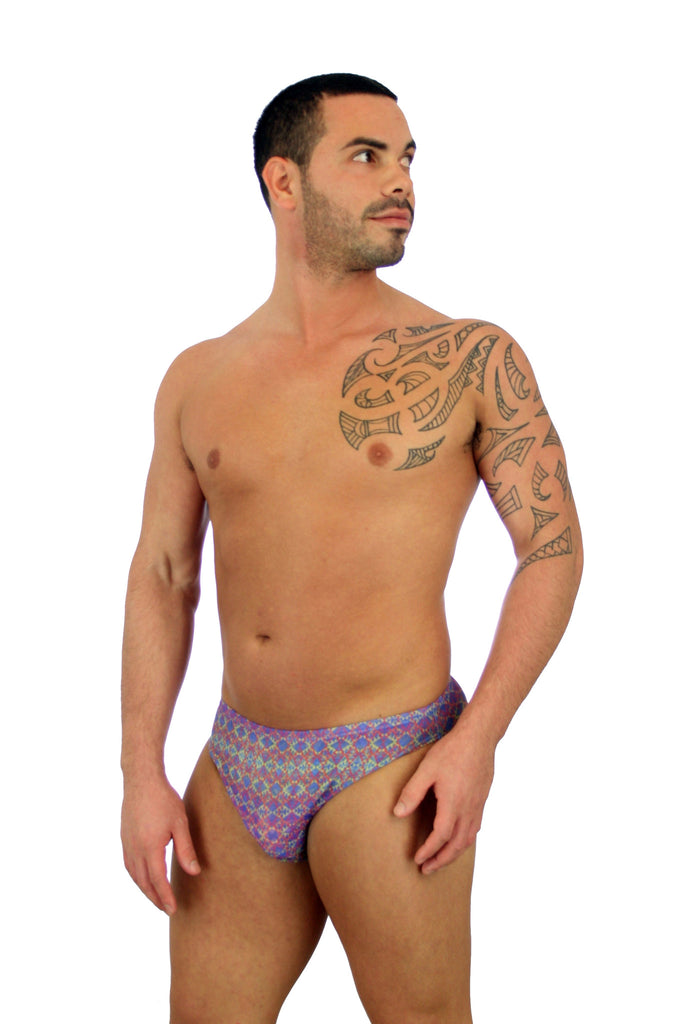 Blue Forever tan through 1"racer mens swimsuit from Lifestyles Direct.