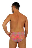 Mens tan through swimsuit with 1 inch side in pink Forever.