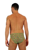 Tan through mens swimsuit -- 1 inch racer -- red Toucan.