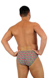 Back image of pink Toucan 1 in. racer mens swimwear from Lifestyles Direct Tan Through Swimwear.