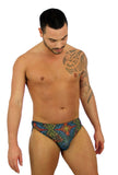 Multicolor Safari mens swimwear racer with 1 inch side from Lifestyles Direct Tan Through Swimwear.