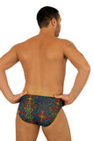 Lifestyles Direct Tan Through Swimwear multicolor Safari 1" racer mens swimsuit.