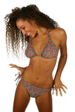 Double tie string bikini swimsuits bottoms with pink Toucan print.
