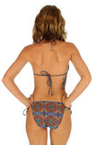 Orange Heat tan through string bikini bottom with double tie sides -- back view.