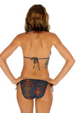 Tan through bikini bottoms with double tie strings -- multicolor Safari.