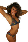 Multicolor Safari scrunch butt bikini bottoms from Lifestyles Direct Tan Through Swimwear.