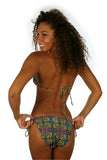 Back view of string bikini top in green Heat print from Lifestyles Tan Through Swimwear.