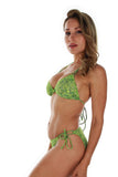 Side view of green Tahiti string bikini top