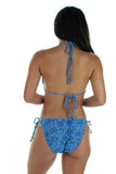 Back view of blue Tahiti string bikini top