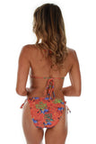 Tan through string bikini top -- back view -- orange Fiji.