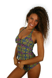 Green Heat tankini separates top from Lifestyles Direct Tan Through Swimwear.