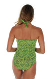 Back view of green Tahiti tankini bikini top