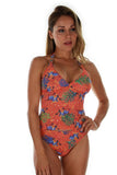 Tan through bikini tankini top -- front view -- orange Fiji.
