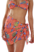 Tan through sarong swimwear wrap -- front view -- orange Fiji.