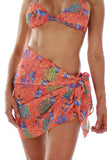 Tan through sarong swimwear wrap -- front view -- orange Fiji.